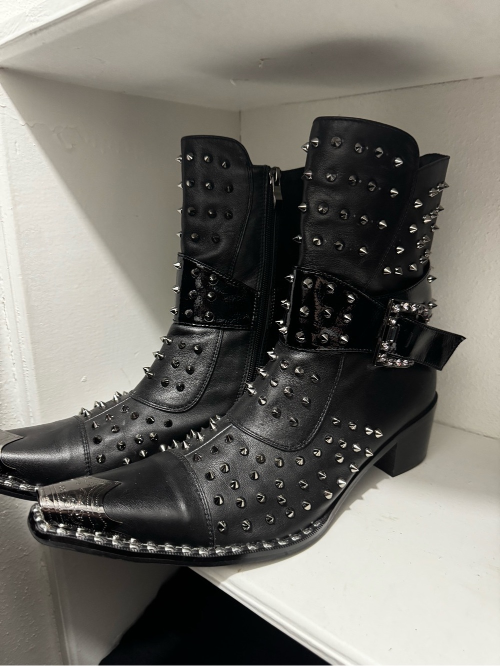 Black Studded Western Ankle Boots